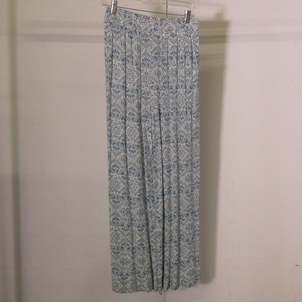 Boden- Grace Crinkle Wide Leg Pants – White/Blue, Size 6 | NWT